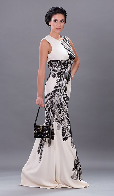 alexander mcqueen black and white dress